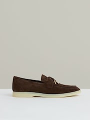 Reiss Dark Tobacco Brown Price Suede Slip On Tassel Loafers - Image 1 of 4