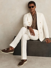 Reiss Dark Tobacco Brown Price Suede Slip On Tassel Loafers - Image 2 of 4