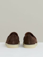 Reiss Dark Tobacco Brown Price Suede Slip On Tassel Loafers - Image 4 of 4