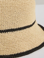 Reiss Natural Edith Tipped Straw Bucket Hat - Image 4 of 4