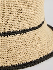 Reiss Natural Edith Tipped Straw Effect Hat - Image 5 of 5