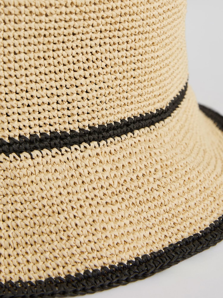 Reiss Natural Edith Tipped Straw Effect Hat - Image 5 of 5