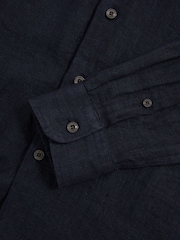 Reiss Navy Ruban Linen Striped Cutaway-Collar Shirt - Image 7 of 7