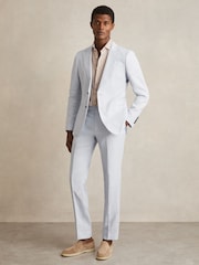 Reiss Soft Blue Kin Slim Fit Suit Trousers - Image 1 of 6