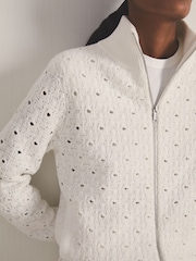 Reiss White Finn Reiss | Les 100 Ciels Textured Cardigan - Image 5 of 7