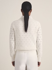 Reiss White Finn Reiss | Les 100 Ciels Textured Cardigan - Image 6 of 7