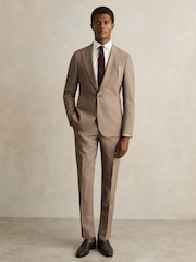 Brun - Blazer ajusté Reiss Belmont Sb texturé à simple boutonnage - Image 1 de 9