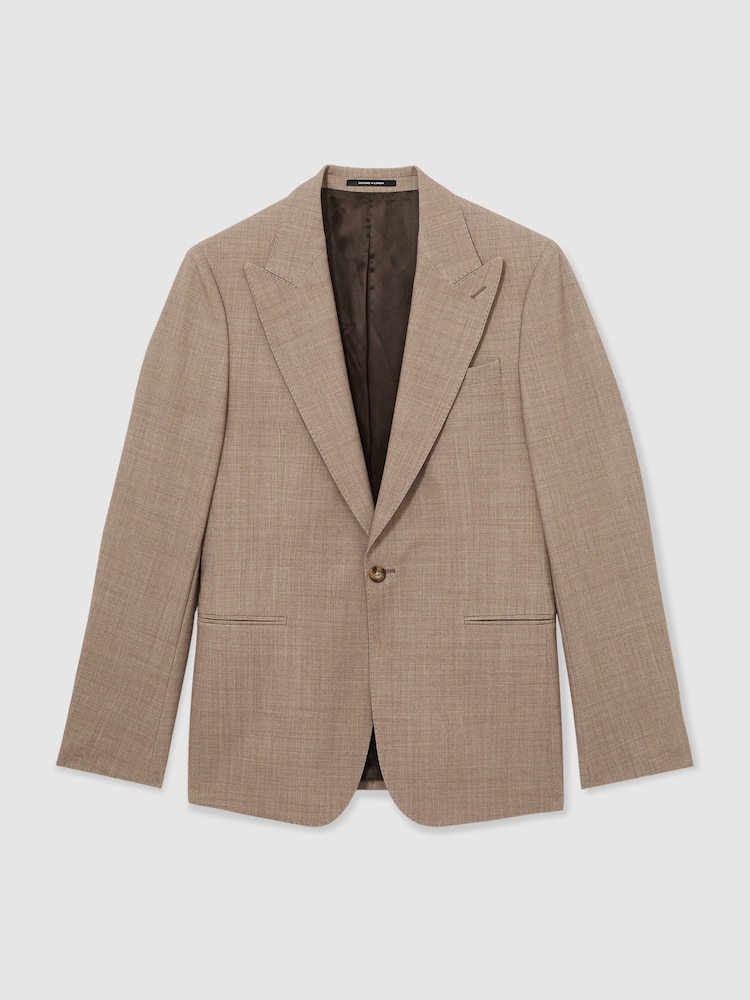 Brun - Blazer ajusté Reiss Belmont Sb texturé à simple boutonnage - Image 2 de 9