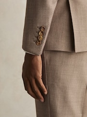Brun - Blazer ajusté Reiss Belmont Sb texturé à simple boutonnage - Image 6 de 9