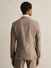 Brun - Blazer ajusté Reiss Belmont Sb texturé à simple boutonnage - Image 7 de 9