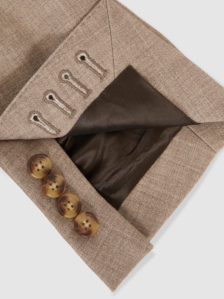 Brun - Blazer ajusté Reiss Belmont Sb texturé à simple boutonnage - Image 9 de 9