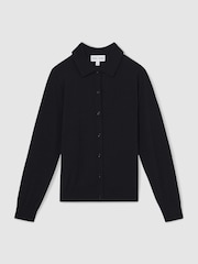 Reiss Navy Tatum Reiss | Les 100 Ciels Wool Cardigan - Image 2 of 7