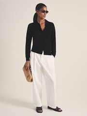 Reiss Navy Tatum Reiss | Les 100 Ciels Wool Cardigan - Image 4 of 7
