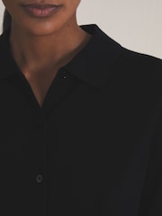 Reiss Navy Tatum Reiss | Les 100 Ciels Wool Cardigan - Image 5 of 7