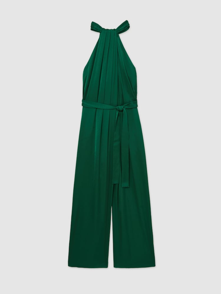 Reiss Green Rosin Satin Wide-Leg Draped Jumpsuit - Image 2 of 5