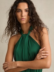 Reiss Green Rosin Satin Wide-Leg Draped Jumpsuit - Image 3 of 5