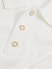 Weiß/Camel - Reiss Portman Strick-Poloshirt mit Zierstreifen - Bild 6 von 6