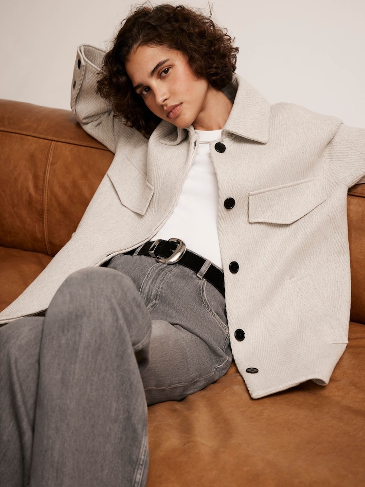 Mint Velvet Grey Textured Shacket - Image 1 of 7