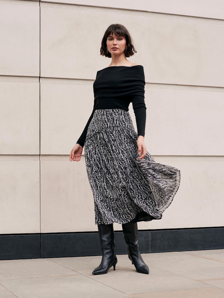 Mint Velvet Black Spot Print Maxi Skirt - Image 1 of 7