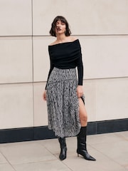 Mint Velvet Black Spot Print Maxi Skirt - Image 2 of 7