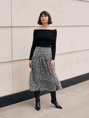 Mint Velvet Black Spot Print Maxi Skirt - Image 4 of 7