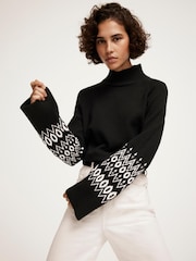 Mint Velvet Black Fairisle Pattern Cuff Jumper - Image 3 of 7