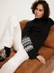 Mint Velvet Black Fairisle Pattern Cuff Jumper - Image 4 of 7