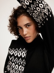 Mint Velvet Black Fairisle Pattern Cuff Jumper - Image 5 of 7