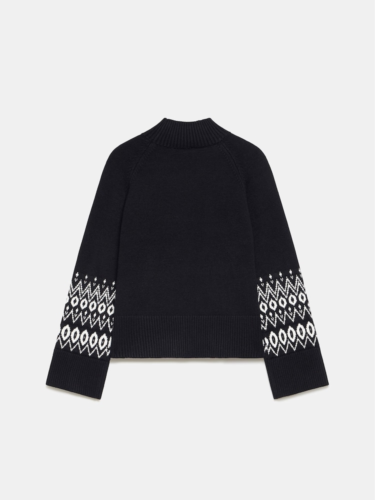 Mint Velvet Black Fairisle Pattern Cuff Jumper - Image 7 of 7