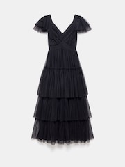 Mint Velvet Black Spot Tulle Ruffle Maxi Dress - Image 6 of 7