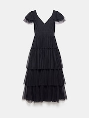 Mint Velvet Black Spot Tulle Ruffle Maxi Dress - Image 7 of 7