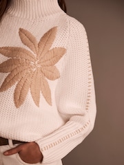 Mint Velvet White Floral Print Graphic Jumper - Image 4 of 7