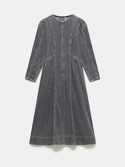 Mint Velvet Black Washed Denim 100% Cotton Midi Dress - Image 6 of 7