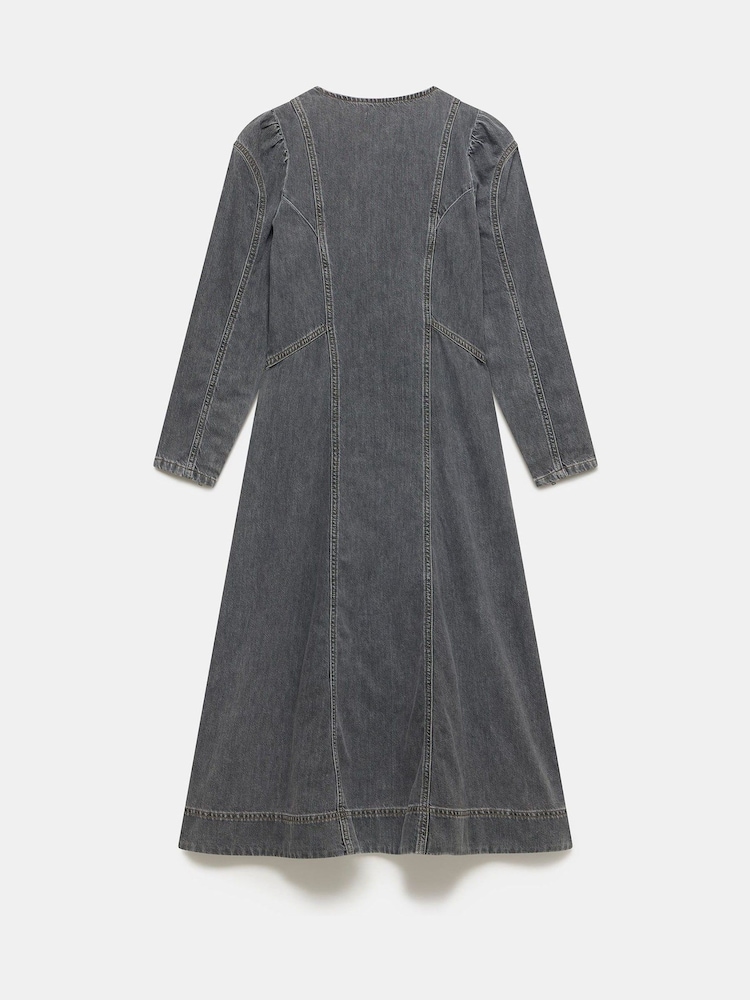 Mint Velvet Black Washed Denim 100% Cotton Midi Dress - Image 7 of 7