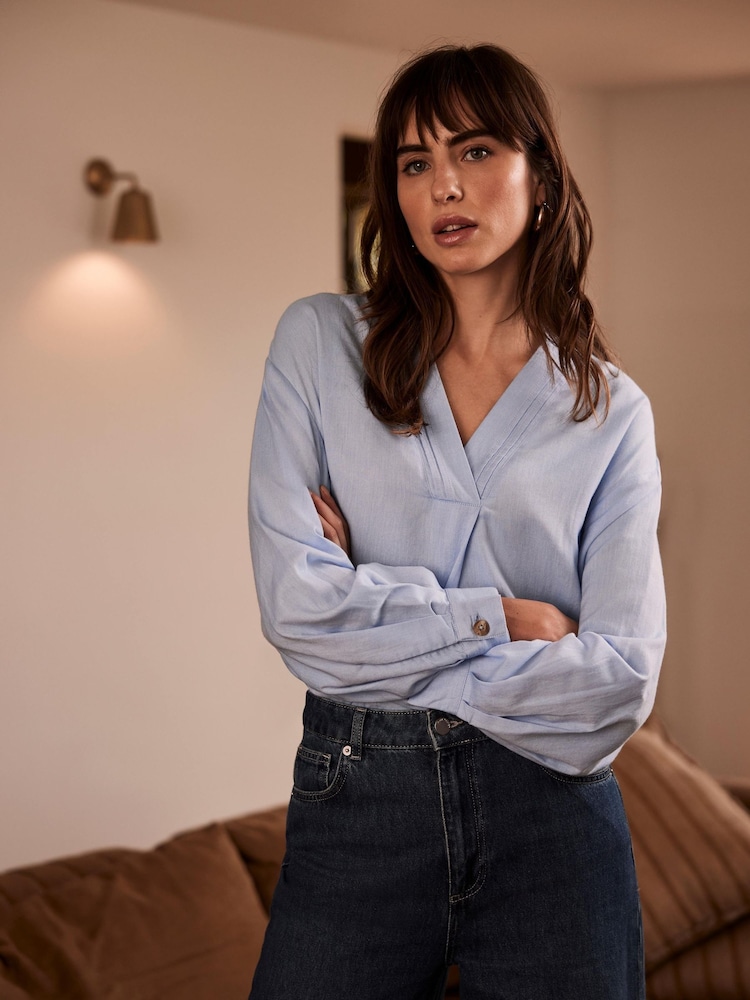 Mint Velvet Blue Chambray Blouse - Image 2 of 7