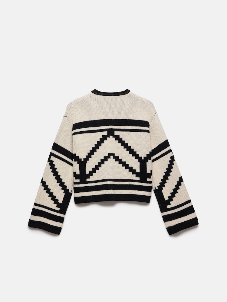Mint Velvet Black Graphic Print Knit Jacket - Image 6 of 6