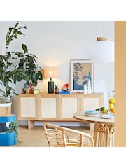 La Redoute Intérieurs Arty 4-Door Oak Veneer & Rattan Cane 4-Door Sideboard - Image 1 of 6