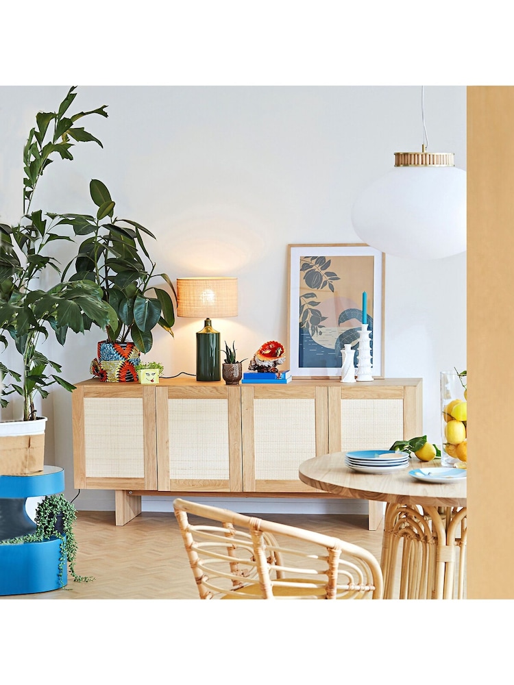 La Redoute Intérieurs Arty 4-Door Oak Veneer & Rattan Cane 4-Door Sideboard - Image 1 of 6