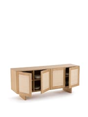 La Redoute Intérieurs Arty 4-Door Oak Veneer & Rattan Cane 4-Door Sideboard - Image 3 of 6