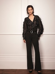 Mint Velvet Black Fitted Flared Jeans - Image 2 of 6