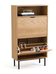 La Redoute Intérieurs Wood and Metal Jarta Ash Veneer 2-Door Shoe Cabinet - Image 2 of 6