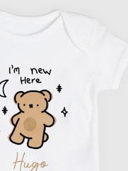 Personalised 'I'm New Here' Short Sleeve 100% Cotton Bodysuit by Dollymix - Image 3 of 4