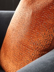 Orange 50 x 50cm Ditsy Textured Velvet Cushion - Image 2 of 3