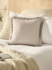 Mid Natural Chunky Fringe Chenille 50 x 50cm Cushion - Image 1 of 5