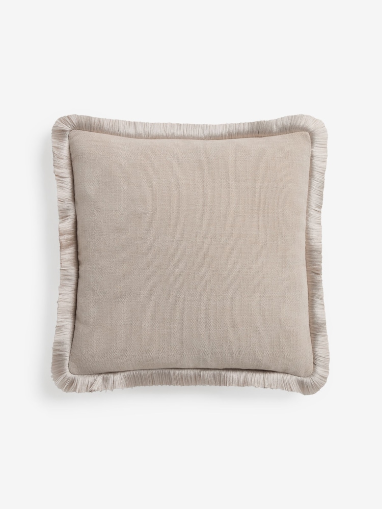 Mid Natural Chunky Fringe Chenille 50 x 50cm Cushion - Image 2 of 5