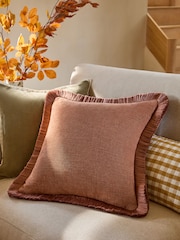 Rust Brown Chunky Fringe Chenille 50 x 50cm Cushion - Image 1 of 5