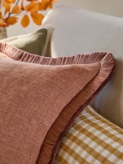 Rust Brown Chunky Fringe Chenille 50 x 50cm Cushion - Image 2 of 5
