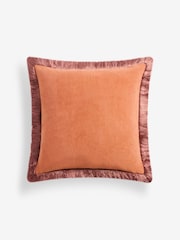 Rust Brown Chunky Fringe Chenille 50 x 50cm Cushion - Image 4 of 5