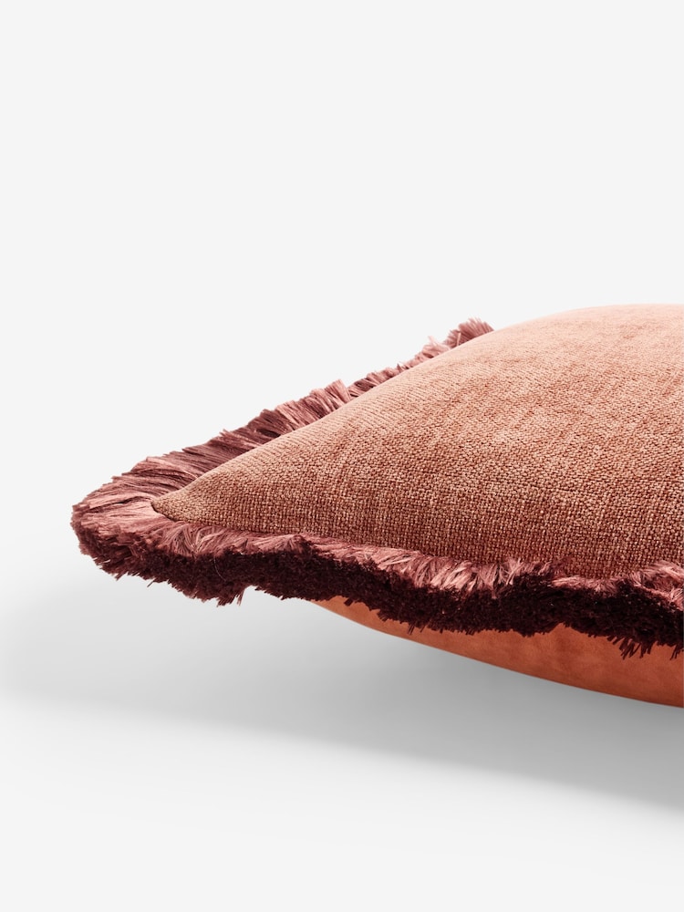 Rust Brown Chunky Fringe Chenille 50 x 50cm Cushion - Image 5 of 5