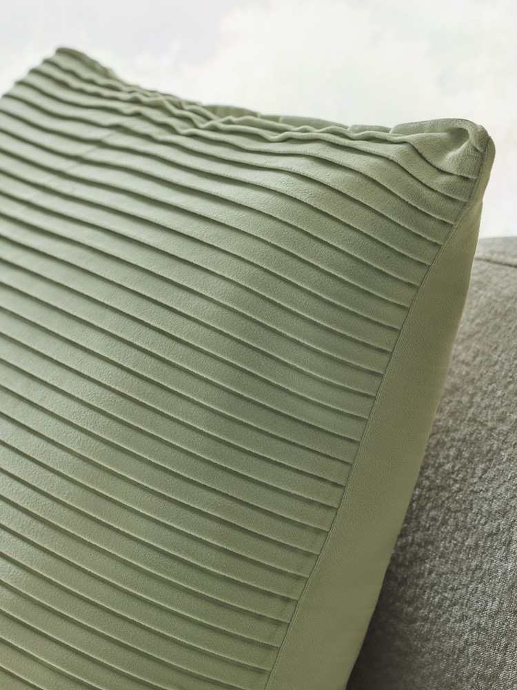 Sage Green 59 x 59cm Velvet Pleat Cushion - Image 2 of 5 Sage Green 59 x 59cm Velvet Pleat Cushion - Image 2 of 5